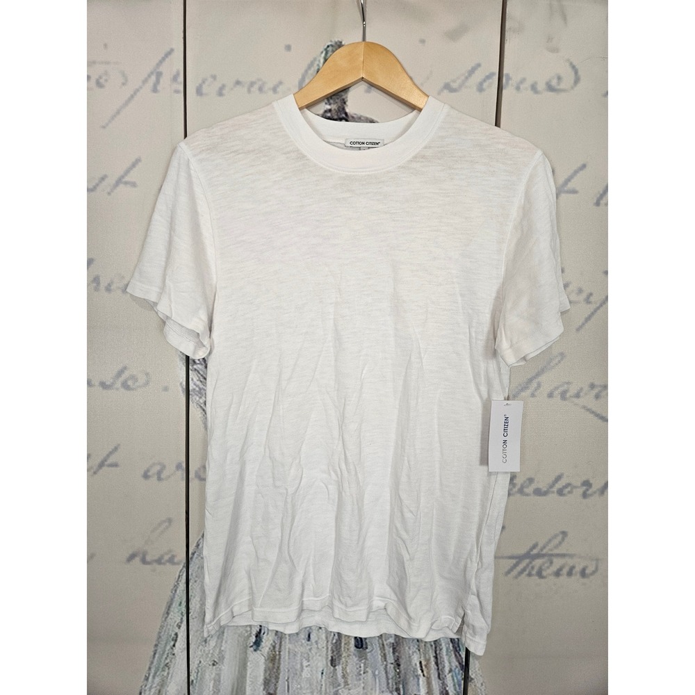 Cotton Citizen Mens White Slub Knit Short Sleeve Crewneck T-Shirt Size S NEW